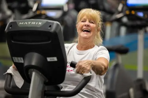Woman using cardio equipment in the gym at Castle Leisure Centre